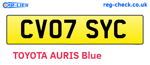CV07SYC are the vehicle registration plates.