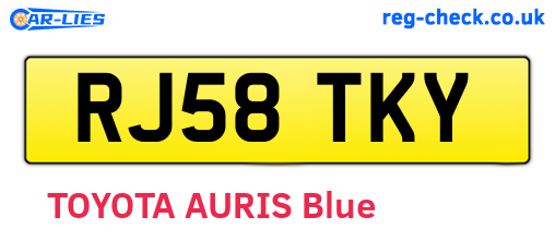 RJ58TKY are the vehicle registration plates.