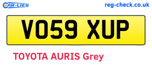 VO59XUP are the vehicle registration plates.