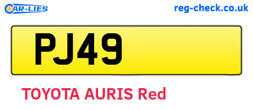 PJ49 are the vehicle registration plates.