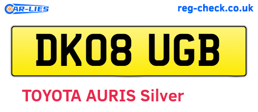 DK08UGB are the vehicle registration plates.