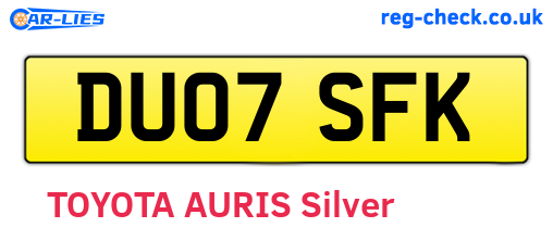 DU07SFK are the vehicle registration plates.
