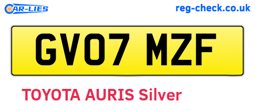 GV07MZF are the vehicle registration plates.