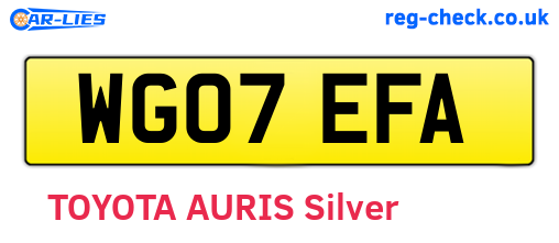 WG07EFA are the vehicle registration plates.