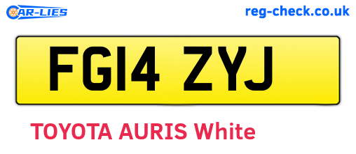 FG14ZYJ are the vehicle registration plates.