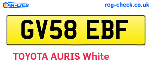 GV58EBF are the vehicle registration plates.