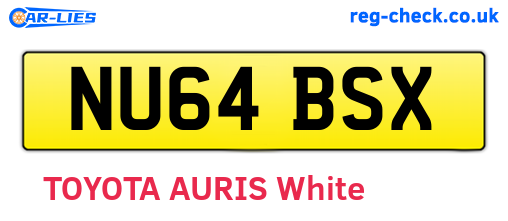 NU64BSX are the vehicle registration plates.