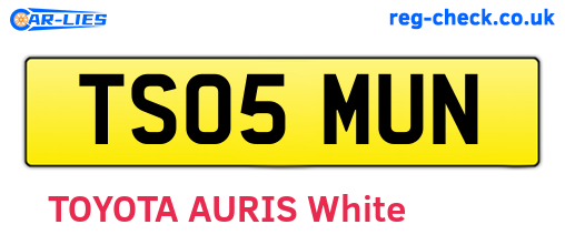 TS05MUN are the vehicle registration plates.