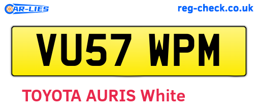 VU57WPM are the vehicle registration plates.