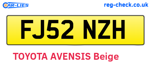 FJ52NZH are the vehicle registration plates.