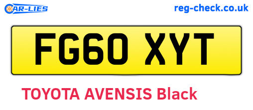 FG60XYT are the vehicle registration plates.