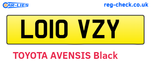LO10VZY are the vehicle registration plates.