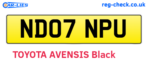 ND07NPU are the vehicle registration plates.