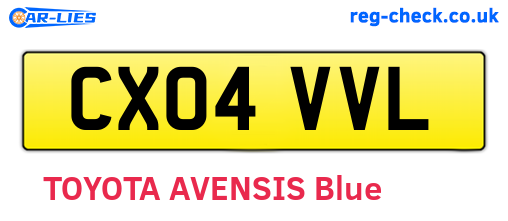 CX04VVL are the vehicle registration plates.