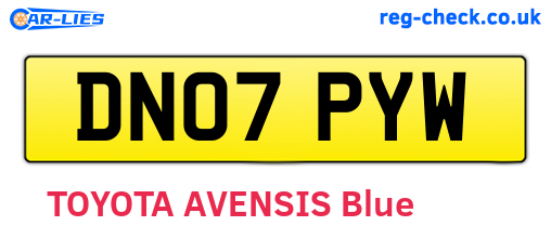 DN07PYW are the vehicle registration plates.
