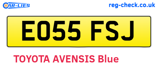 EO55FSJ are the vehicle registration plates.