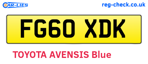 FG60XDK are the vehicle registration plates.