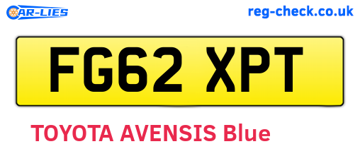 FG62XPT are the vehicle registration plates.