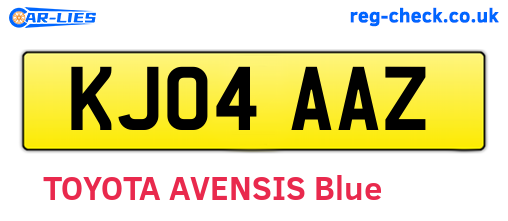 KJ04AAZ are the vehicle registration plates.