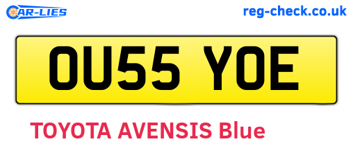 OU55YOE are the vehicle registration plates.