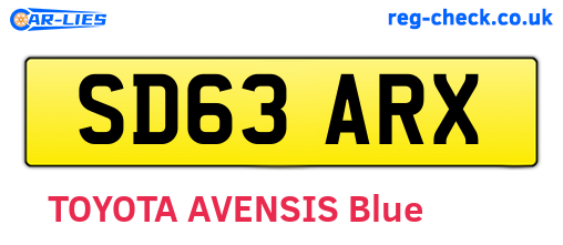 SD63ARX are the vehicle registration plates.