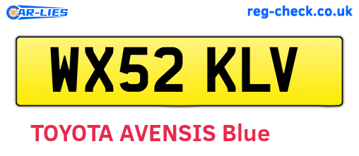 WX52KLV are the vehicle registration plates.