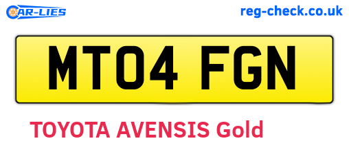 MT04FGN are the vehicle registration plates.