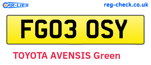 FG03OSY are the vehicle registration plates.