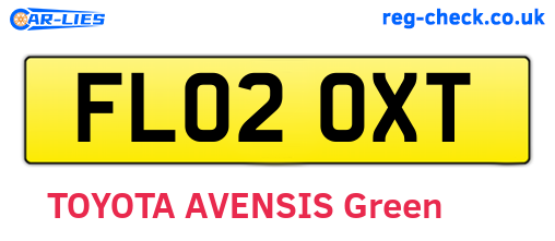 FL02OXT are the vehicle registration plates.