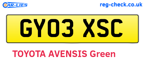 GY03XSC are the vehicle registration plates.
