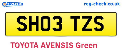 SH03TZS are the vehicle registration plates.