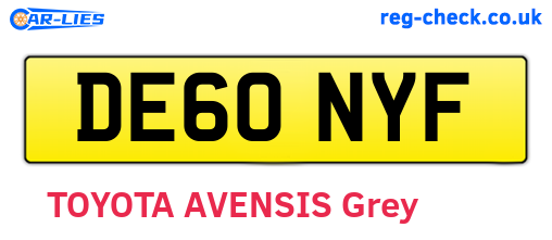 DE60NYF are the vehicle registration plates.