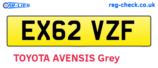 EX62VZF are the vehicle registration plates.