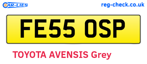 FE55OSP are the vehicle registration plates.