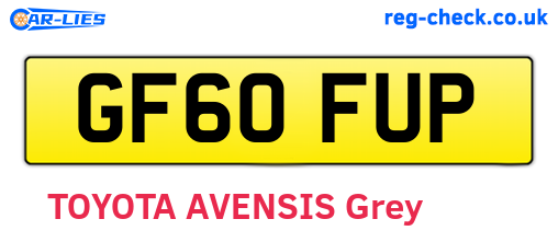 GF60FUP are the vehicle registration plates.