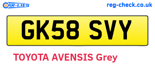 GK58SVY are the vehicle registration plates.