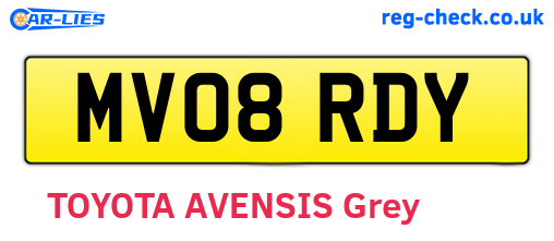 MV08RDY are the vehicle registration plates.