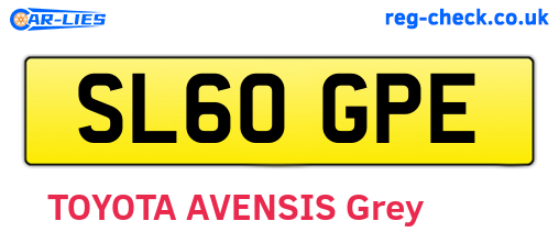 SL60GPE are the vehicle registration plates.