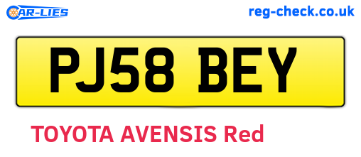 PJ58BEY are the vehicle registration plates.