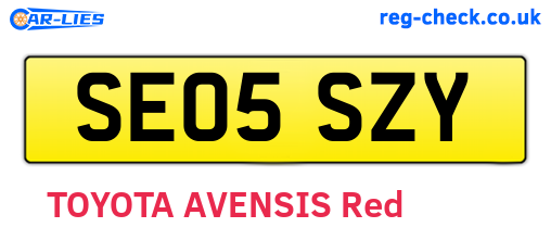 SE05SZY are the vehicle registration plates.
