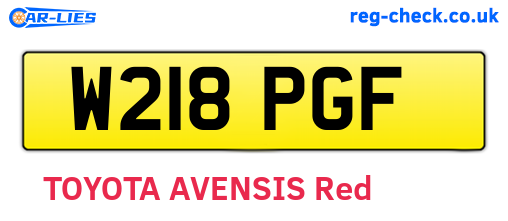 W218PGF are the vehicle registration plates.