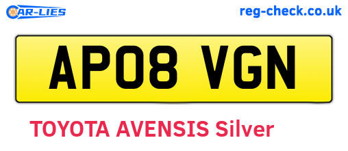 AP08VGN are the vehicle registration plates.
