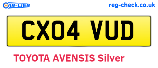 CX04VUD are the vehicle registration plates.