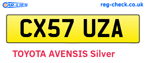 CX57UZA are the vehicle registration plates.