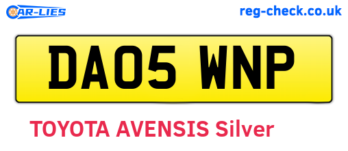 DA05WNP are the vehicle registration plates.