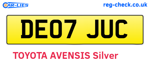 DE07JUC are the vehicle registration plates.