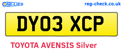DY03XCP are the vehicle registration plates.