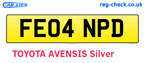 FE04NPD are the vehicle registration plates.