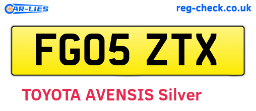 FG05ZTX are the vehicle registration plates.