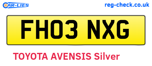 FH03NXG are the vehicle registration plates.